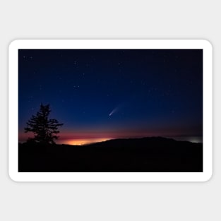 Neowise Comet over Kneeland at sunset Sticker
